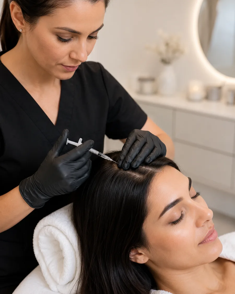 Sessão de intradermoterapia capilar para fortalecimento dos fios